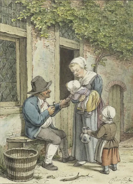 Framed Print : Farm talk, 1758-1808. Creator: Christina Chalon Framed Print : Farm talk, 1758-1808. Creator: Christina Chalon