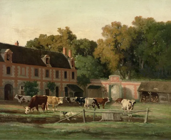 Framed Print : Farm in the Valley of the Auge, c1840-1880. Creator: Louis Coignard Framed Print : Farm in the Valley of the Auge, c1840-1880. Creator: Louis Coignard