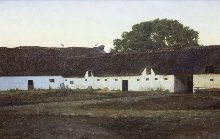 Framed Print : A farm in Vendsyssel, sunset, 1901. Creator: Johan Christopher Schlichtkrull Framed Print : A farm in Vendsyssel, sunset, 1901. Creator: Johan Christopher Schlichtkrull
