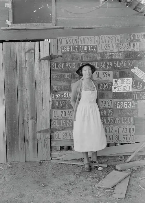 Framed Print : Farm woman beside her barn door, Tulare County, California, 1938. Creator: Dorothea Lange Framed Print : Farm woman beside her barn door, Tulare County, California, 1938. Creator: Dorothea Lange