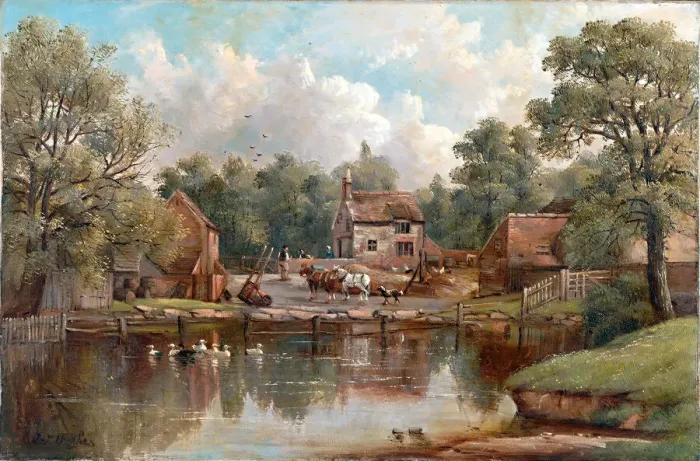 Framed Print : Farm in Wood Lane, Handsworth, 1850-1908. Creator: John Joseph Hughes Framed Print : Farm in Wood Lane, Handsworth, 1850-1908. Creator: John Joseph Hughes