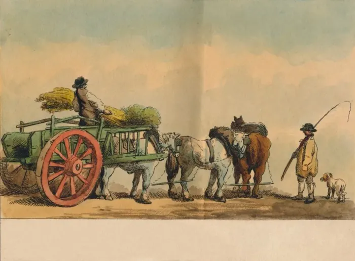 Framed Print : Farm workers and cart, 1797. Creator: Unknown