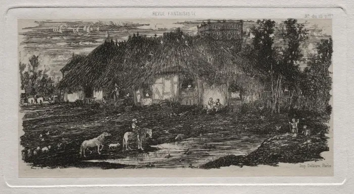 Framed Print : The Farm-Yard, 1861. Creator: Rodolphe Bresdin (French, 1822-1885); Auguste Delatre Framed Print : The Farm-Yard, 1861. Creator: Rodolphe Bresdin (French, 1822-1885); Auguste Delatre