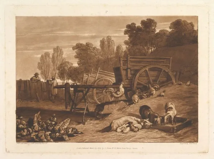 Framed Print : The Farm-Yard with the Cock (Liber Studiorum, part IV, plate 17), March 29, 1809 Framed Print : The Farm-Yard with the Cock (Liber Studiorum, part IV, plate 17), March 29, 1809