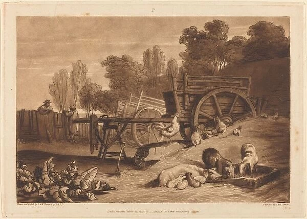 The Farm-yard with the Cock, published 1809. Creator: JMW Turner