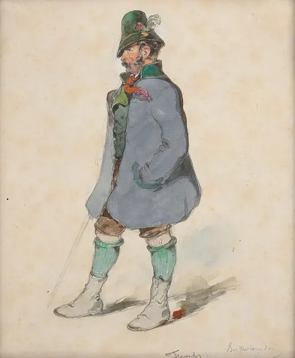 Framed Print : Farmer in Berchtesgadner costume, around 1840. Creator: Johann Friedrich Treml Framed Print : Farmer in Berchtesgadner costume, around 1840. Creator: Johann Friedrich Treml