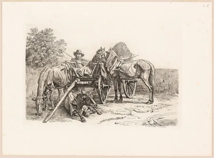 Framed Print : Farmer and His Cart, 1834. Creator: Johann Adam Klein Framed Print : Farmer and His Cart, 1834. Creator: Johann Adam Klein