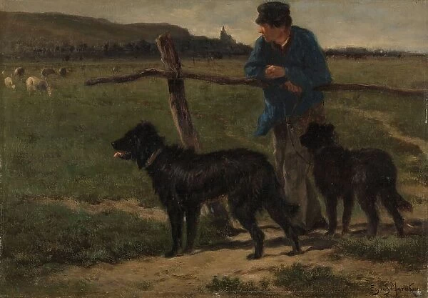 Farmer with dogs, c.1850-c.1890. Creator: Emile van Marcke de Lummen
