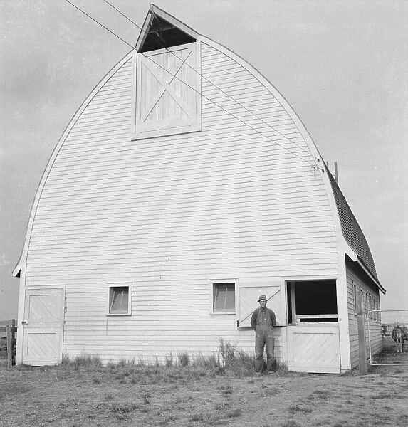 Farmer from Nebraska and his new barn on the Yamhill farms... Yamhill County, Oregon, 1939. Creator: Dorothea Lange