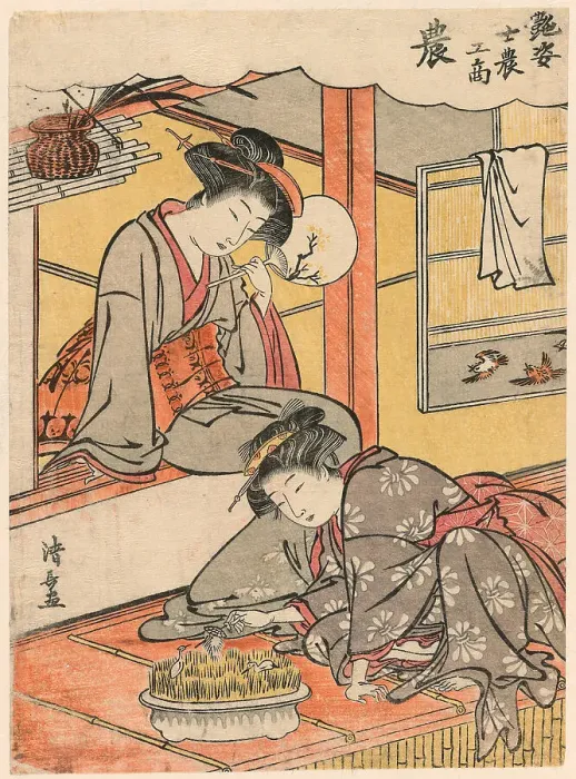 Framed Print : The Farmer (No) from the series Beauties Illustrating the Four Social Classes (Adesugata... c.1779. Creator: Torii Kiyonaga) Framed Print : The Farmer (No) from the series Beauties Illustrating the Four Social Classes (Adesugata... c.1779. Creator: Torii Kiyonaga)