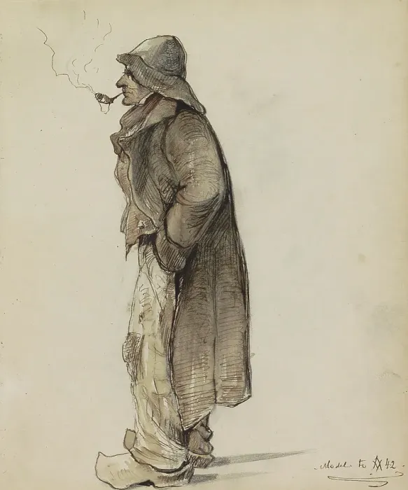 Framed Print : Farmer with a pipe, full length, 1842. Creator: Johannes Tavenraat Framed Print : Farmer with a pipe, full length, 1842. Creator: Johannes Tavenraat