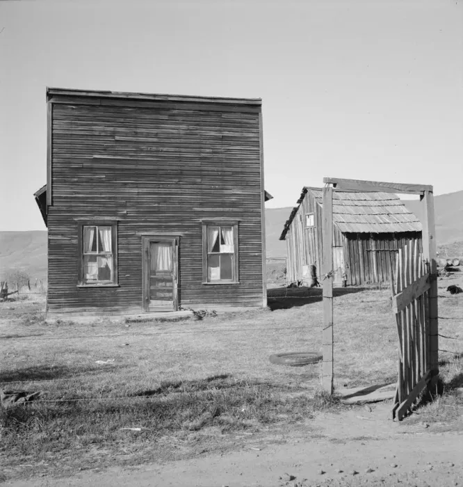 Framed Print : Farmer saloon and stagecoach tavern which is the temporary... Gem County, Idaho, 1939. Creator: Dorothea Lange Framed Print : Farmer saloon and stagecoach tavern which is the temporary... Gem County, Idaho, 1939. Creator: Dorothea Lange