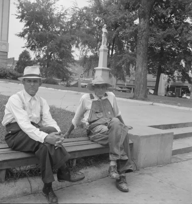 Framed Print : Farmer in town idling around the county courthouse, Person County, Roxboro, North Carolina, 1939. Creator: Dorothea Lange Framed Print : Farmer in town idling around the county courthouse, Person County, Roxboro, North Carolina, 1939. Creator: Dorothea Lange