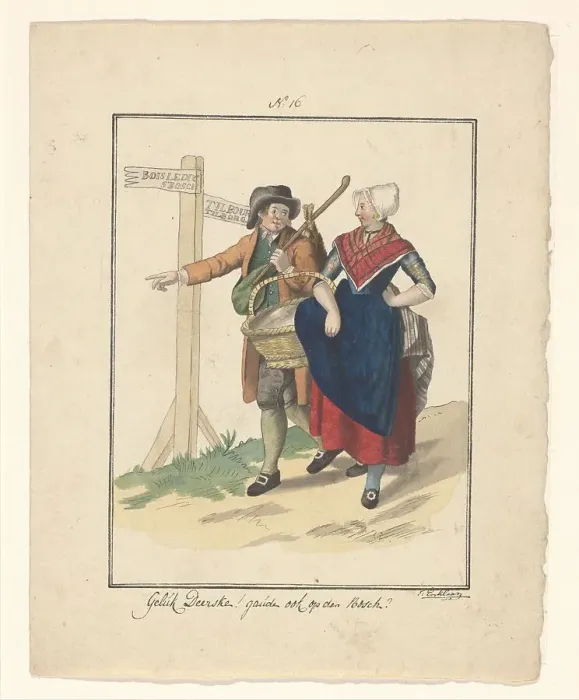 Framed Print : Farmer and wife from Cromhout, 1803-c.1899. Creator: J. Enklaar