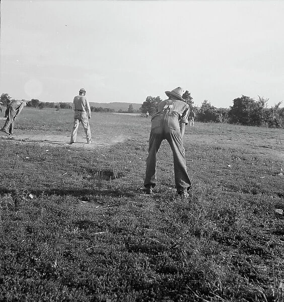 Farmers baseball game in the country... near Mountain Home, northern Arkansas, 1938. Creator: Dorothea Lange