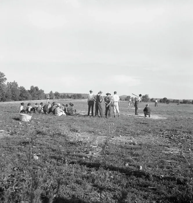 Framed Print : Farmers baseball game in the country, on U.S. 62, near Mountain Home, northern Arkansas, 1938. Creator: Dorothea Lange Framed Print : Farmers baseball game in the country, on U.S. 62, near Mountain Home, northern Arkansas, 1938. Creator: Dorothea Lange