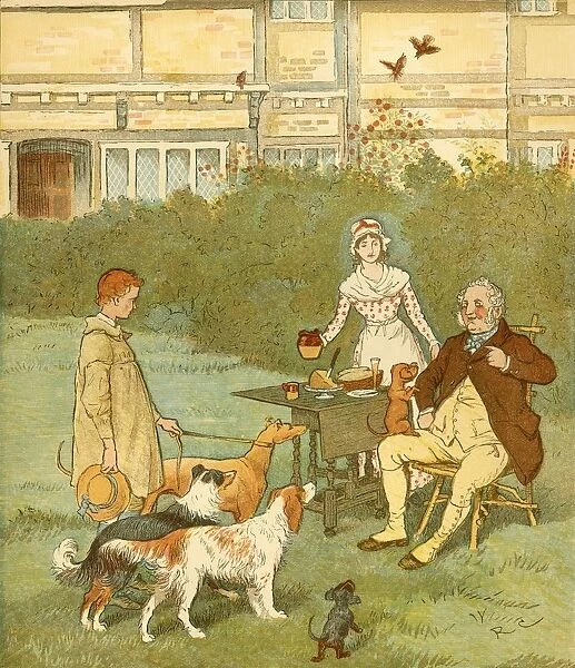The Farmers Boy with his masters dogs, c1881. Creator: Randolph Caldecott