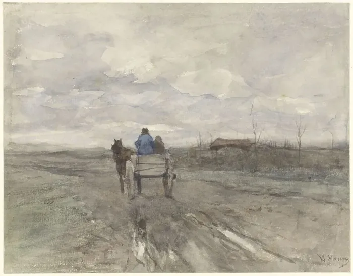 Framed Print : Farmer's cart on a country road, 1848-1888. Creator: Anton Mauve Framed Print : Farmer's cart on a country road, 1848-1888. Creator: Anton Mauve