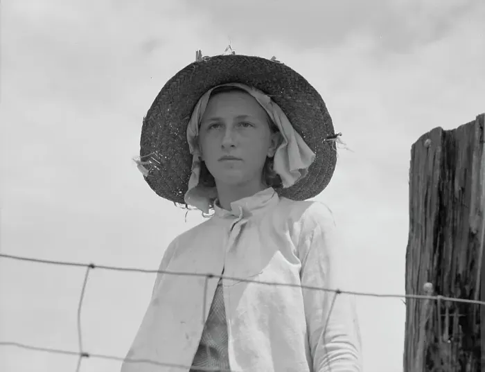 Framed Print : Farmer's daughter in the fields, farm in Georgia, 1937. Creator: Dorothea Lange Framed Print : Farmer's daughter in the fields, farm in Georgia, 1937. Creator: Dorothea Lange