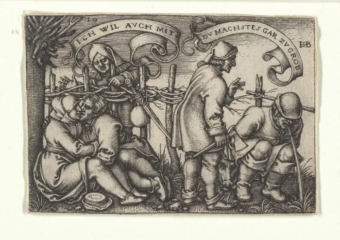 Framed Print : The farmers behind the hedge, from the episode The Farmers Festival or The Twelve... 1546-1547. Creator: Beham, Hans Sebald (1500-1550). The farmers behind the hedge, from the episode The Farmers Festival or The Twelve... 1546-1547 Framed Print : The farmers behind the hedge, from the episode The Farmers Festival or The Twelve... 1546-1547. Creator: Beham, Hans Sebald (1500-1550). The farmers behind the hedge, from the episode The Farmers Festival or The Twelve... 1546-1547