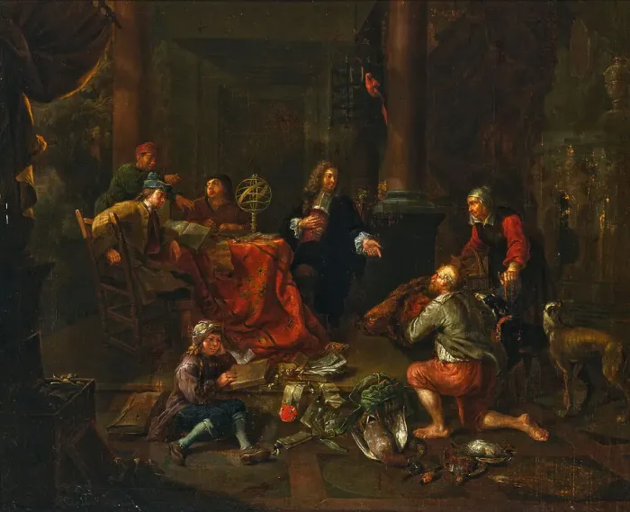 Framed Print : Farmers pay tithes, Early 18th century. Creator: Bossche, Balthasar van den (1681-1715) Framed Print : Farmers pay tithes, Early 18th century. Creator: Bossche, Balthasar van den (1681-1715)