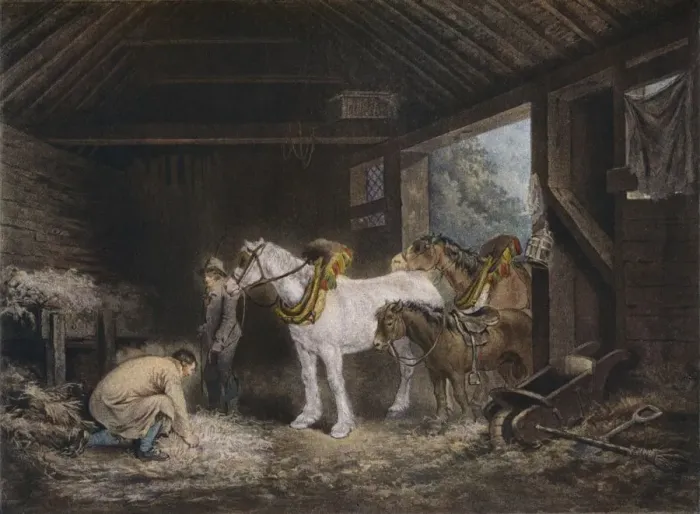 Framed Print : The Farmers Stable, (1791) 1901. Artist: George Morland Framed Print : The Farmers Stable, (1791) 1901. Artist: George Morland
