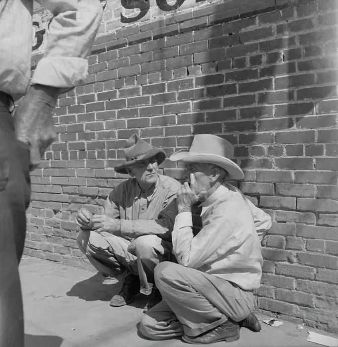 Framed Print : Farmers on street corner, Odessa, Texas, 1937. Creator: Dorothea Lange Framed Print : Farmers on street corner, Odessa, Texas, 1937. Creator: Dorothea Lange