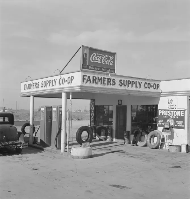 Framed Print : Farmers supply co-op, Nyssa, Malheur County, Oregon, 1939. Creator: Dorothea Lange Framed Print : Farmers supply co-op, Nyssa, Malheur County, Oregon, 1939. Creator: Dorothea Lange