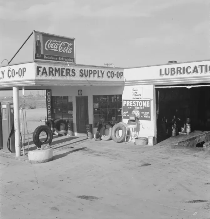 Framed Print : Farmers supply co-op, Nyssa, Malheur County, Oregon, 1939. Creator: Dorothea Lange Framed Print : Farmers supply co-op, Nyssa, Malheur County, Oregon, 1939. Creator: Dorothea Lange