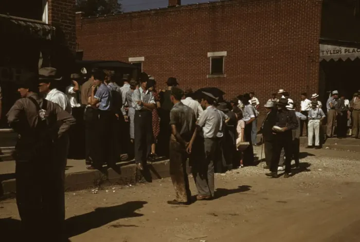 Framed Print : Farmers and townspeople in the center of town on court day, Campton, Ky. 1940. Creator: Marion Post Wolcott Framed Print : Farmers and townspeople in the center of town on court day, Campton, Ky. 1940. Creator: Marion Post Wolcott