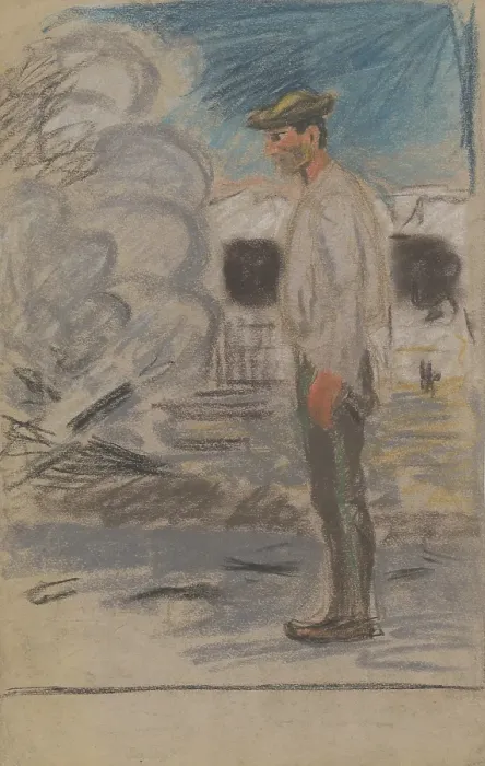 Framed Print : A farmhand in the yard, 1935-1944. Creator: Arnold Peter Weisz-Kubincan Framed Print : A farmhand in the yard, 1935-1944. Creator: Arnold Peter Weisz-Kubincan