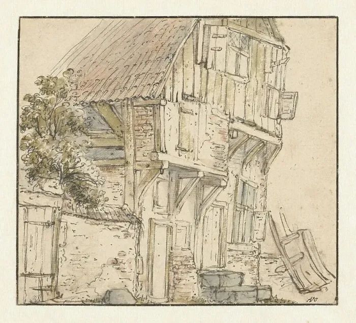Framed Print : Farmhouse, 1631-1649. Creator: Isaac van Ostade Framed Print : Farmhouse, 1631-1649. Creator: Isaac van Ostade