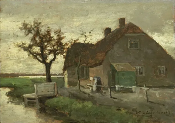 Framed Print : Farmhouse on a canal, 1870-1903. Creator: Jan Hendrik Weissenbruch Framed Print : Farmhouse on a canal, 1870-1903. Creator: Jan Hendrik Weissenbruch
