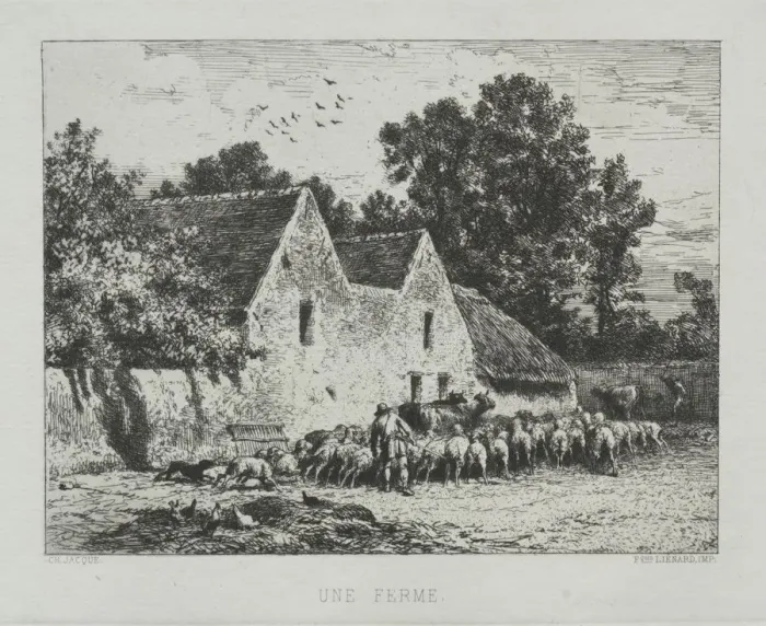 Framed Print : A Farmhouse. Creator: Charles-Emile Jacque (French, 1813-1894) Framed Print : A Farmhouse. Creator: Charles-Emile Jacque (French, 1813-1894)