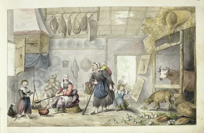 Framed Print : Farmhouse interior (charity or poverty), 1660-c.1687. Creator: Gesina ter Borch Framed Print : Farmhouse interior (charity or poverty), 1660-c.1687. Creator: Gesina ter Borch