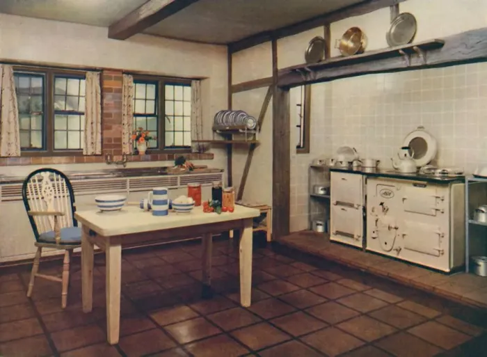 Framed Print : A farmhouse kitchen redesigned by Mrs. Darcy Braddell, London, 1936 Framed Print : A farmhouse kitchen redesigned by Mrs. Darcy Braddell, London, 1936