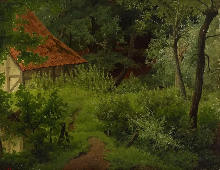 Framed Print : Farmhouse in the Woods, Study, 1855. Creator: Werner Holmberg Framed Print : Farmhouse in the Woods, Study, 1855. Creator: Werner Holmberg