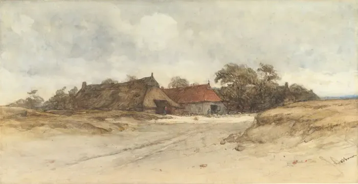Framed Print : Farmhouses, 19th century. Creator: Johannes Bosboom Framed Print : Farmhouses, 19th century. Creator: Johannes Bosboom