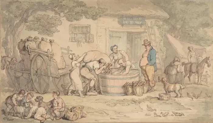 Framed Print : Farming scene, 1780-1827. Creator: Thomas Rowlandson Framed Print : Farming scene, 1780-1827. Creator: Thomas Rowlandson