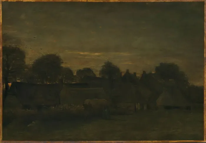Framed Print : Farming Village at Twilight, 1885 Framed Print : Farming Village at Twilight, 1885