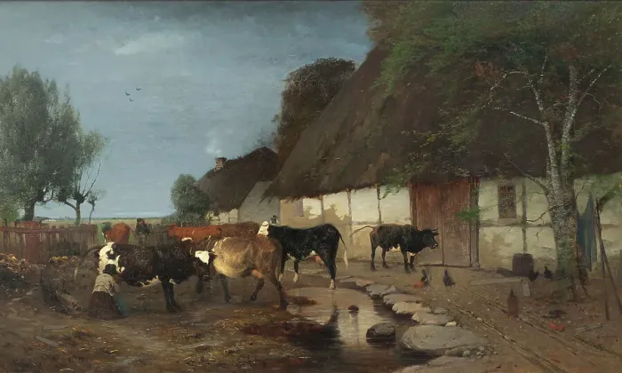 Framed Print : Farmstead in Skåne, 1875. Creator: Anders Kallenberg Framed Print : Farmstead in Skåne, 1875. Creator: Anders Kallenberg