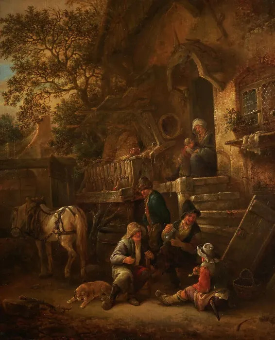 Framed Print : Farmyard, between 1640 and 1649. Creator: Isaac van Ostade Framed Print : Farmyard, between 1640 and 1649. Creator: Isaac van Ostade