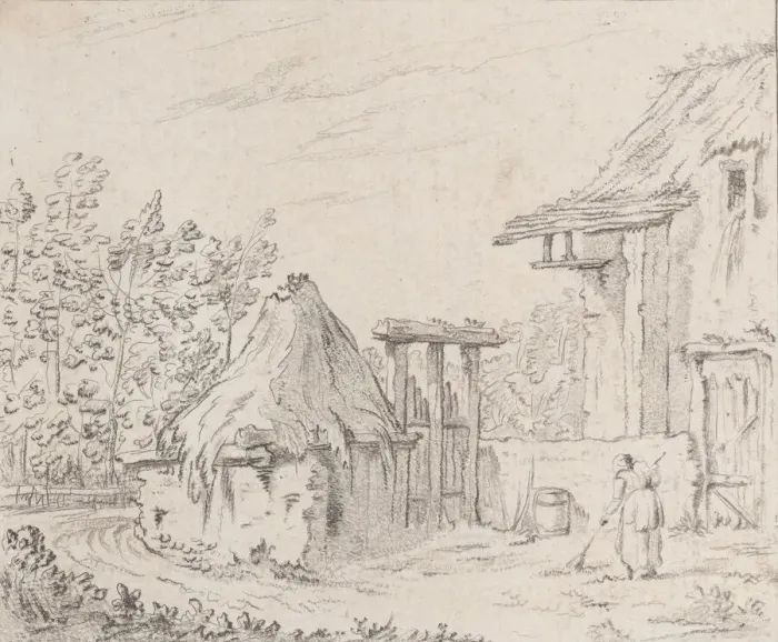 Framed Print : Farmyard, 1758. Creator: Barthelemy-Augustin Blondel d Azincourt Framed Print : Farmyard, 1758. Creator: Barthelemy-Augustin Blondel d Azincourt