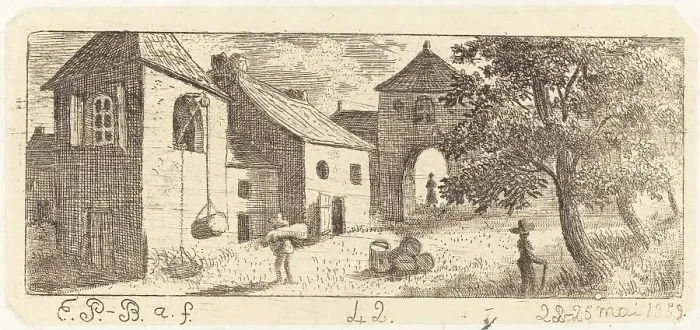 Framed Print : The Farmyard, 1859. Creator: Emmanuel Phélippes-Beaulieu Framed Print : The Farmyard, 1859. Creator: Emmanuel Phélippes-Beaulieu