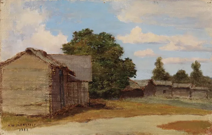 Framed Print : Farmyard, 1882. Creator: Kasper Jarnefelt Framed Print : Farmyard, 1882. Creator: Kasper Jarnefelt