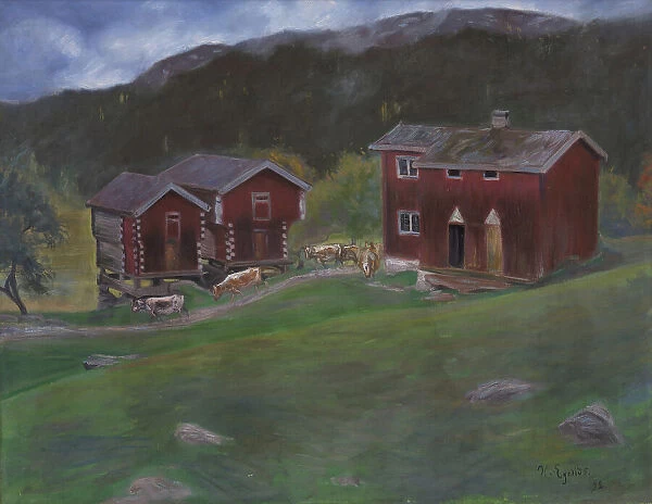 Farmyard at Åse in Telemarken, Norway, 1893. Creator: Halfdan Egedius