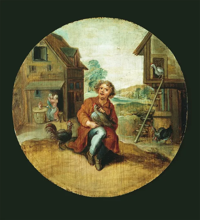 Framed Print : In the Farmyard, c1620-1660. Creator: Adriaen van de Venne Framed Print : In the Farmyard, c1620-1660. Creator: Adriaen van de Venne