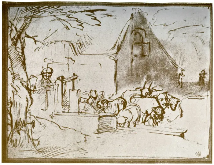Framed Print : A farmyard scene, 1913. Artist: Rembrandt Harmensz van Rijn Framed Print : A farmyard scene, 1913. Artist: Rembrandt Harmensz van Rijn