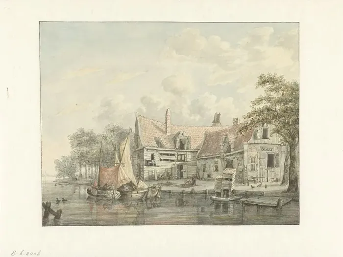 Framed Print : Farmyard on the water, 1794-1863. Creator: Gerrit Hulseboom Framed Print : Farmyard on the water, 1794-1863. Creator: Gerrit Hulseboom
