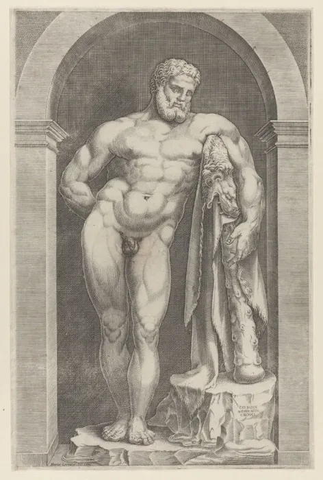 Framed Print : Farnese Hercules, 1552-88. Creator: Mario Cartaro Framed Print : Farnese Hercules, 1552-88. Creator: Mario Cartaro